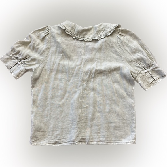 Madewell Linen-Blend Peter Pan Collar Button Up Shirt light green Women’s Size 2 - Picture 6 of 12